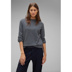 Sweater streepjes - Marine wit